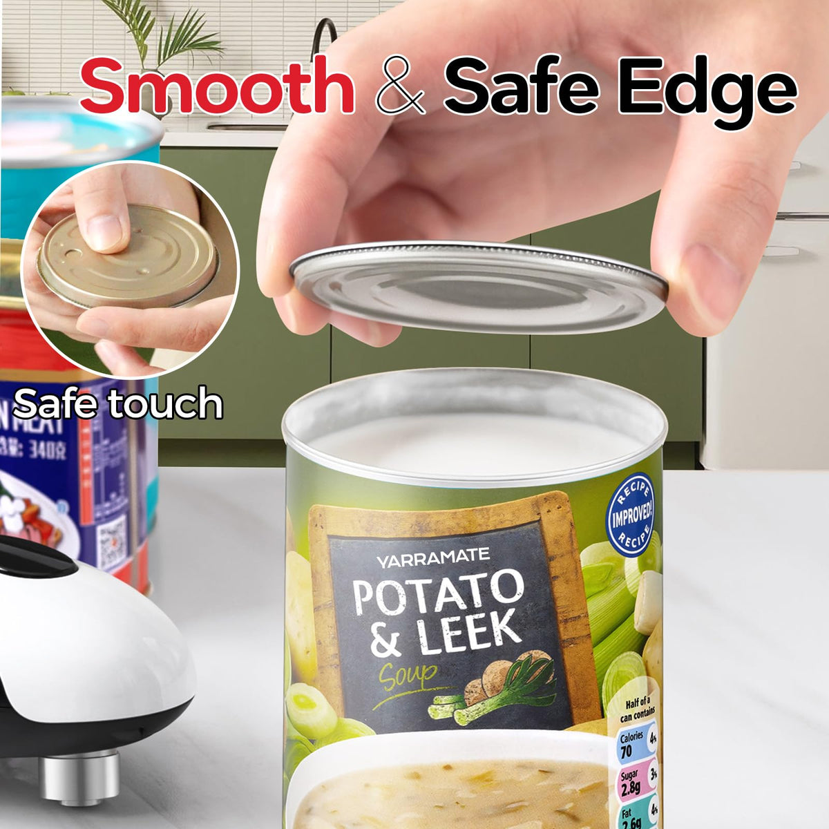 Rechargeable Electric Can Opener – Smooth Edge, One Touch
