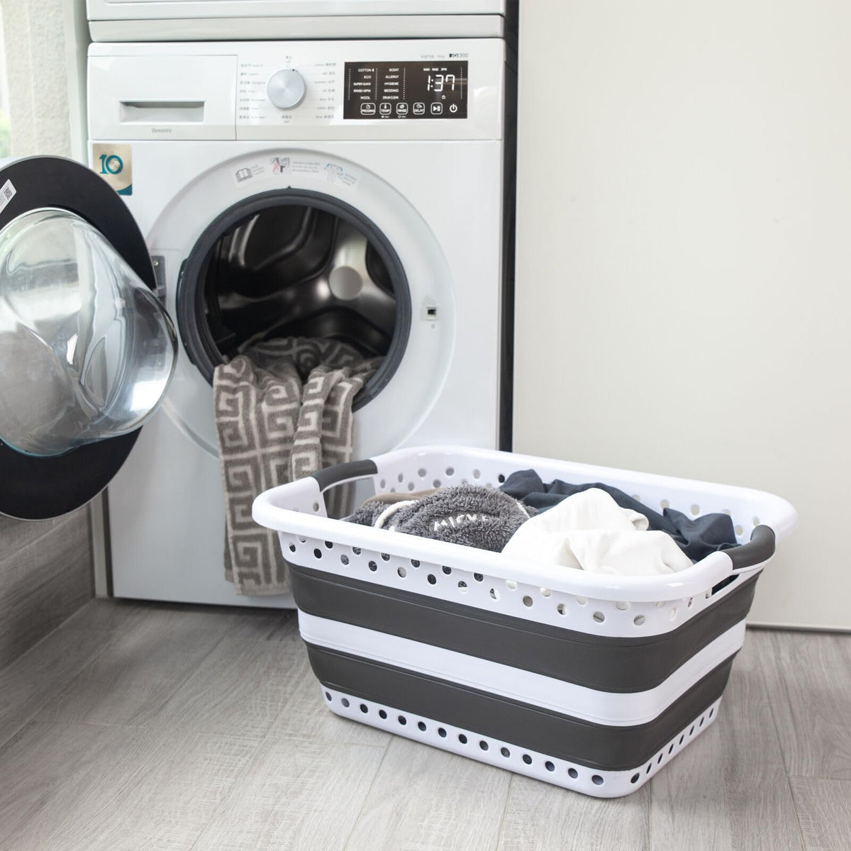 45L Collapsible Laundry Basket with Handles