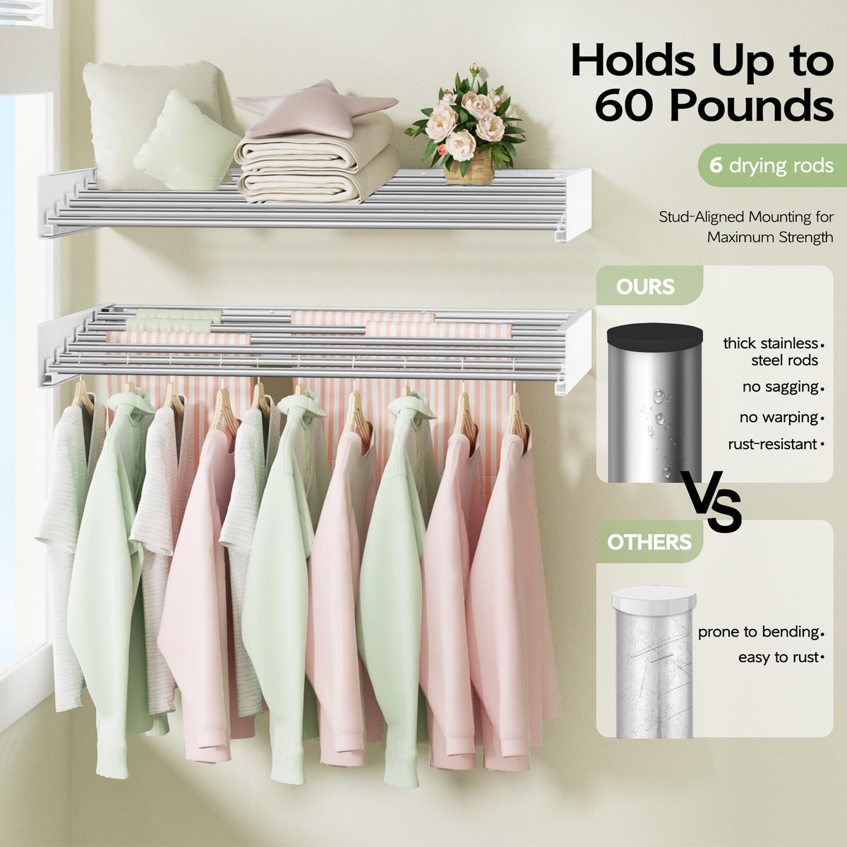 Wall-Mounted Folding Clothes Drying Rack