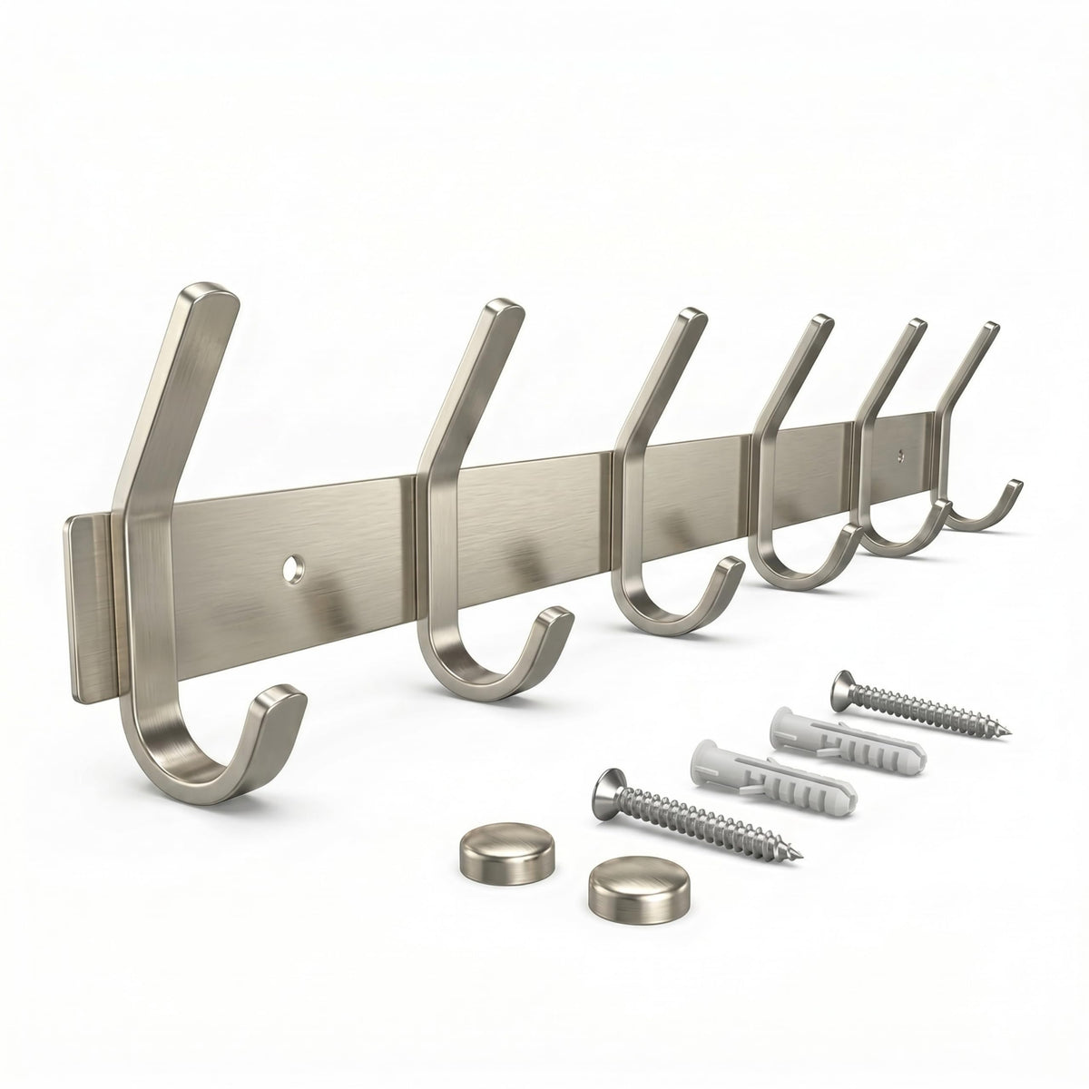 Brushed Stainless Steel Wall Coat Rack – Double Hooks