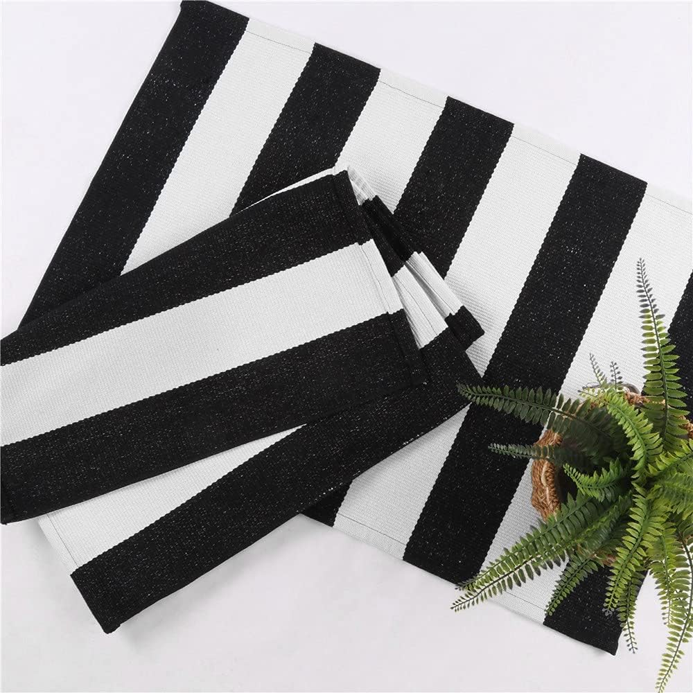 Black & White Striped Door Mat – Layering Rug – view 7