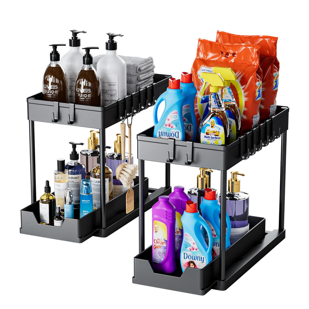 Under Sink Sliding Drawer Organiser – 2 Pack