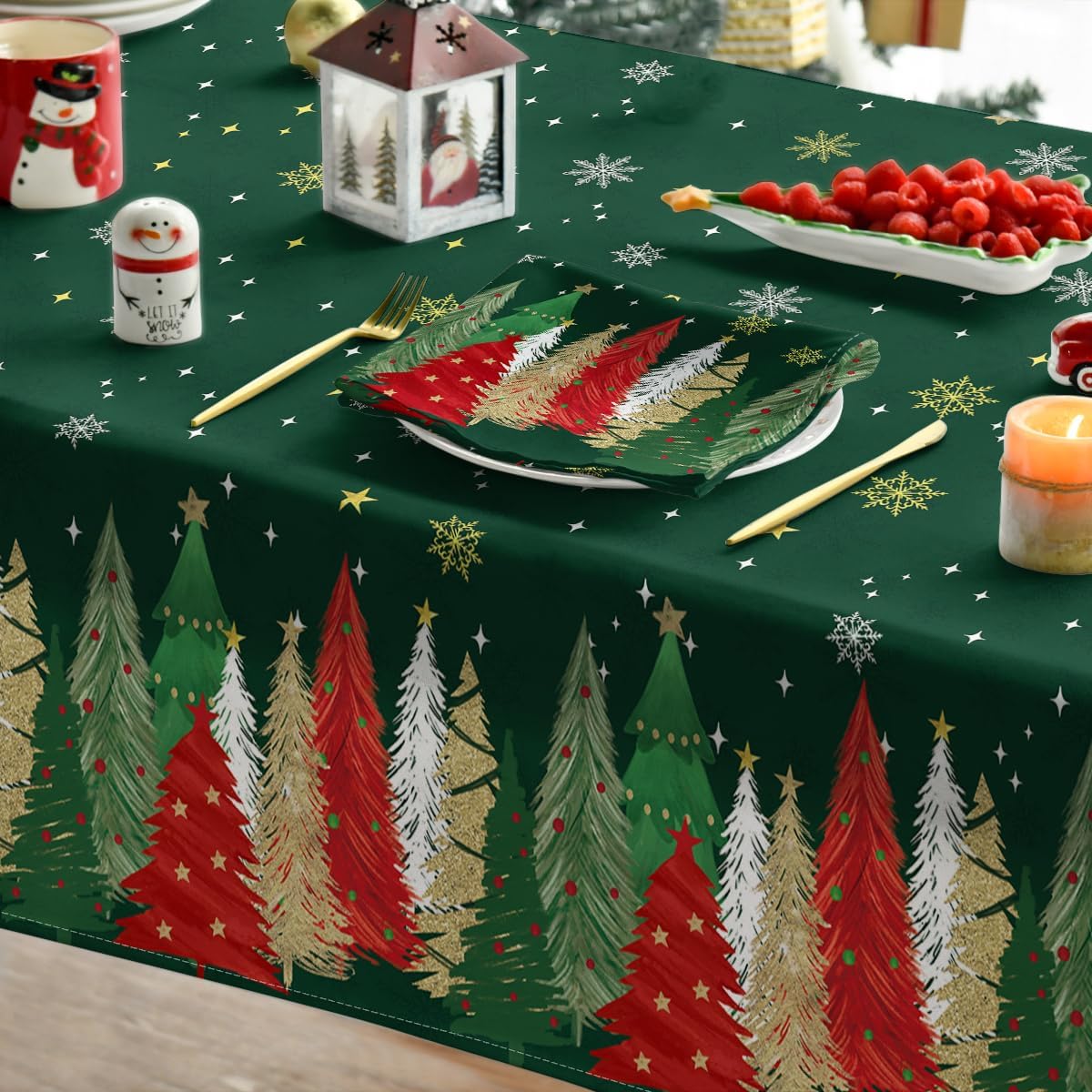 Christmas Tree Print Tablecloth – Washable – view 5