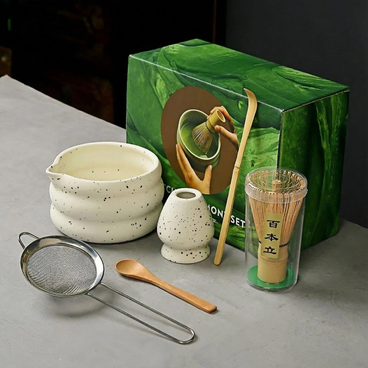 6-Piece Matcha Tea Set with Bamboo Whisk & Bowl