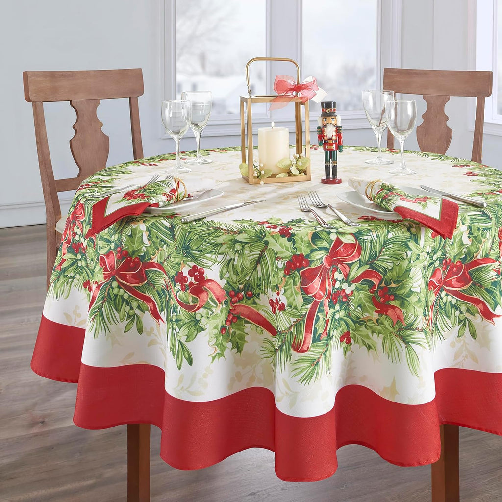Holly Traditions Round Christmas Tablecloth – 178 cm – view 2