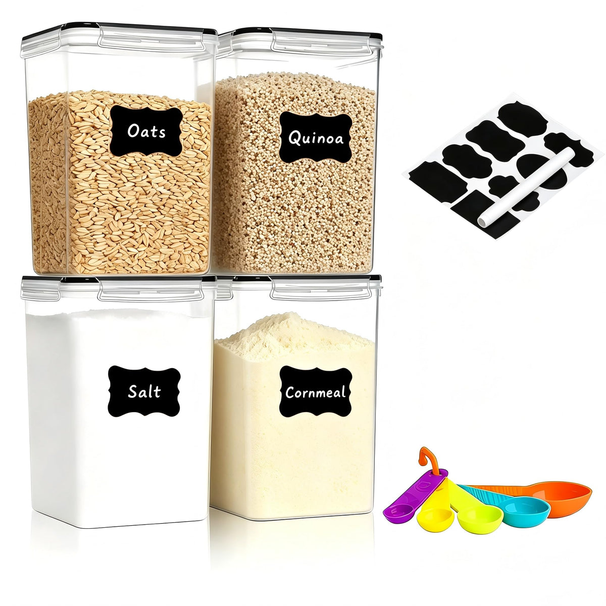 Airtight Pantry Storage Containers Set with Labels