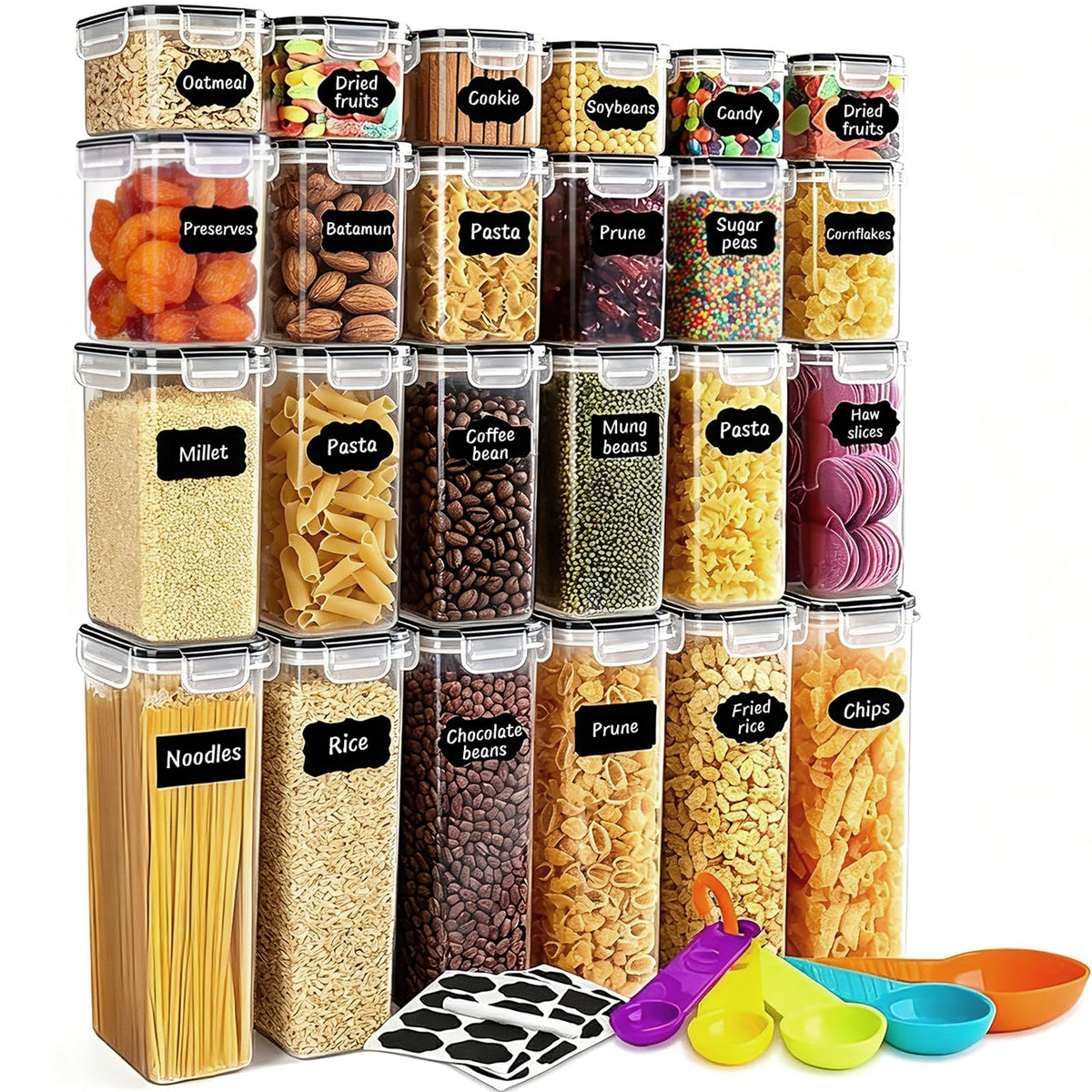 Airtight Pantry Storage Containers Set with Labels