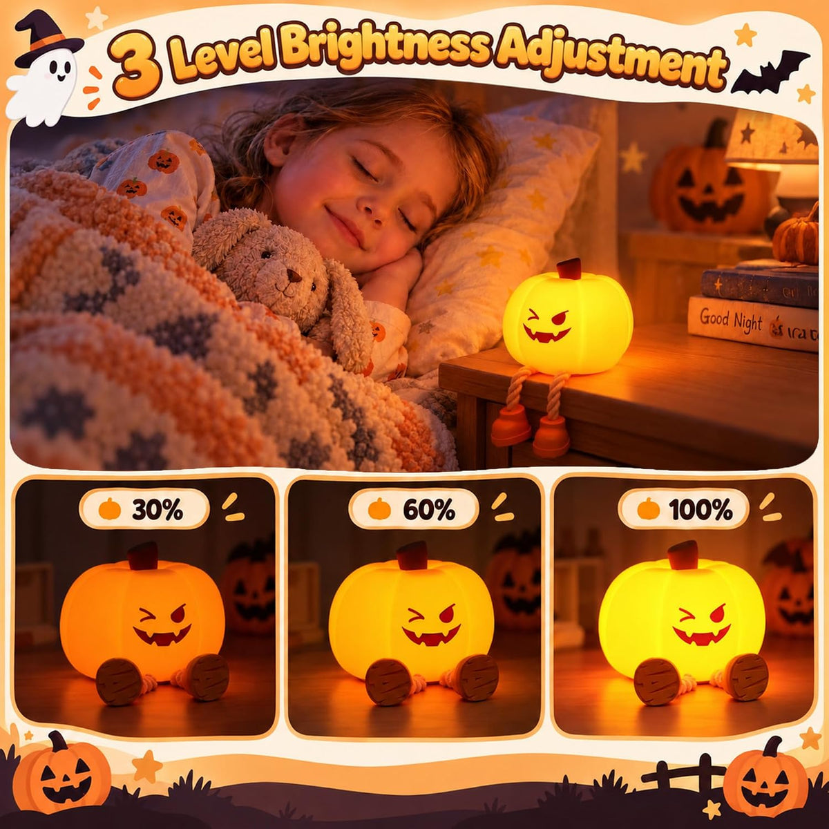 Pumpkin Night Light for Kids – Halloween & Autumn Decor – view 5