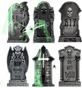 Plastic Halloween Tombstones – 9 Piece RIP Graveyard Set