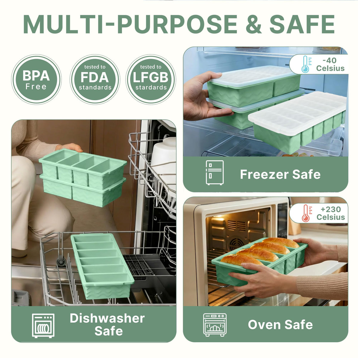 Silicone Freezer Trays with Lids – Soup & Meal Prep Portions