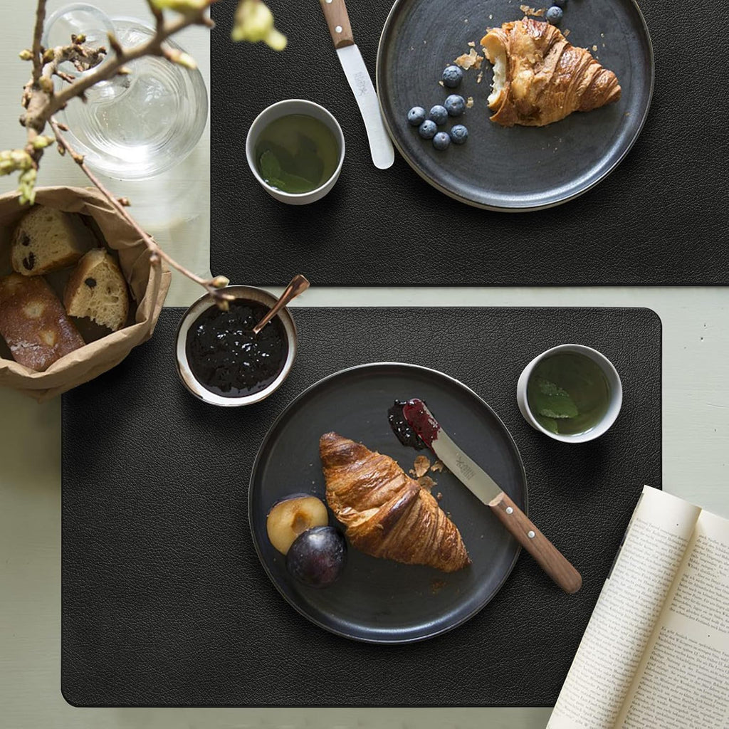 Black Faux Leather Placemats – Wipe-Clean Table Mats – view 7