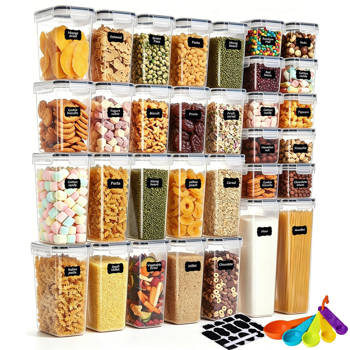 Airtight Pantry Storage Containers Set with Labels