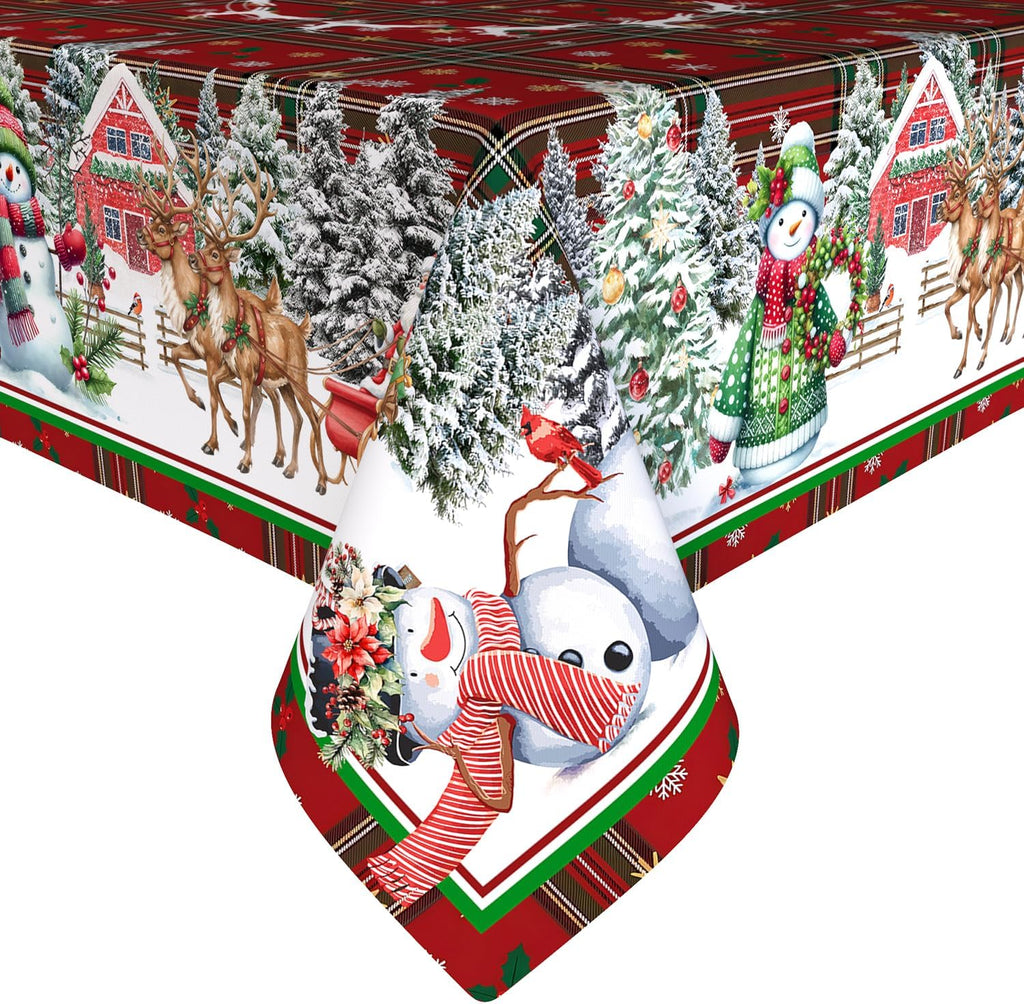 Christmas Tablecloth – Plaid, Tree & Gingerbread Prints – view 6