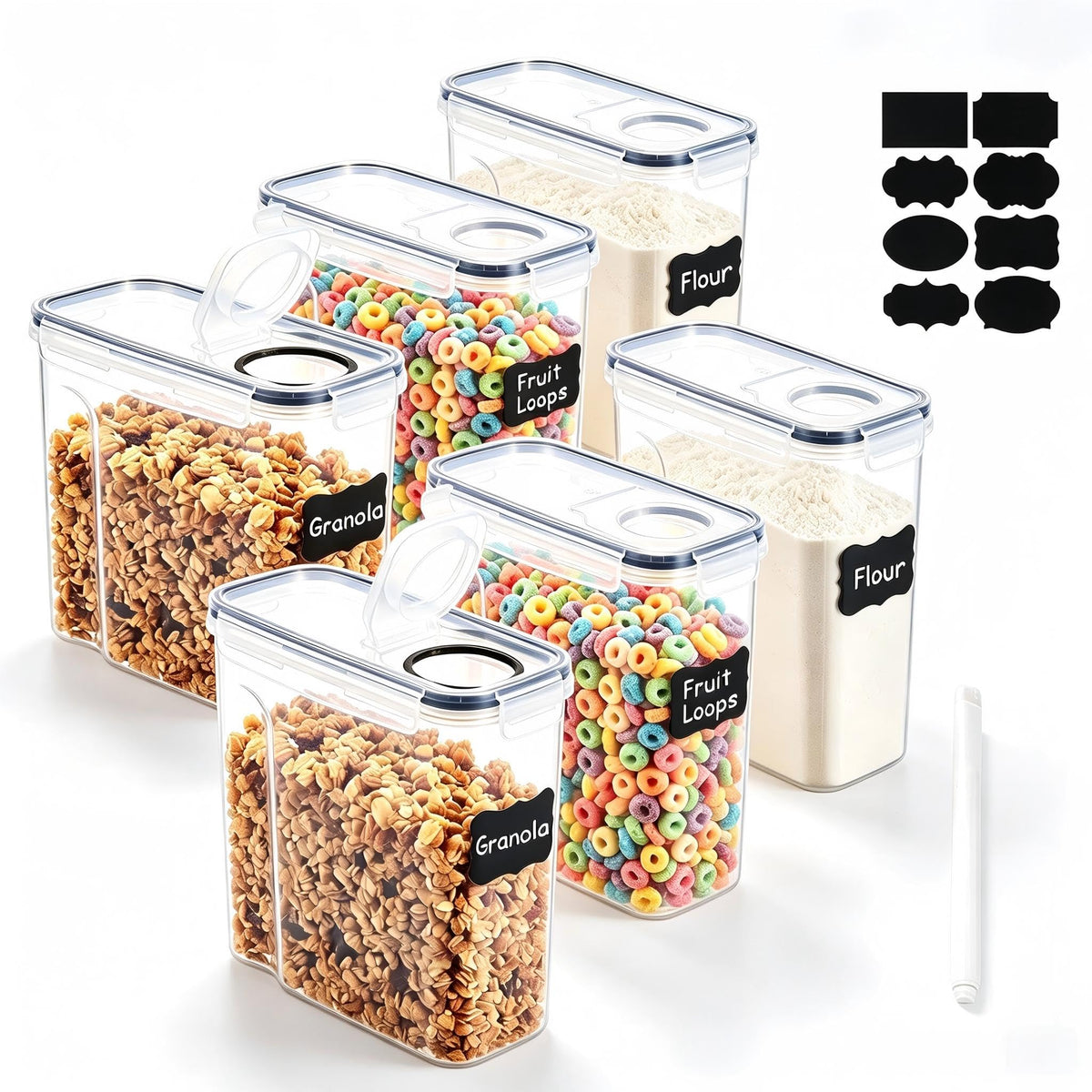 Airtight Pantry Storage Containers Set with Labels