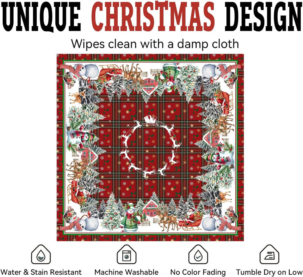 Christmas Tablecloth – Plaid, Tree & Gingerbread Prints – view 4