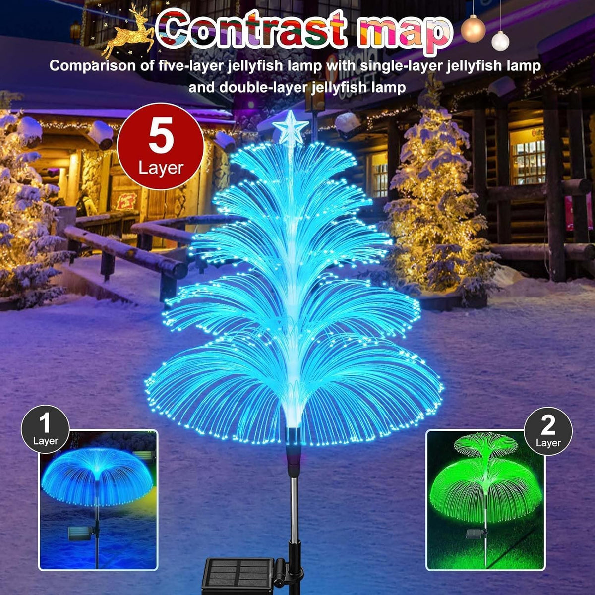 Solar Fibre Optic Christmas Tree Lights – 3 Pack – view 7