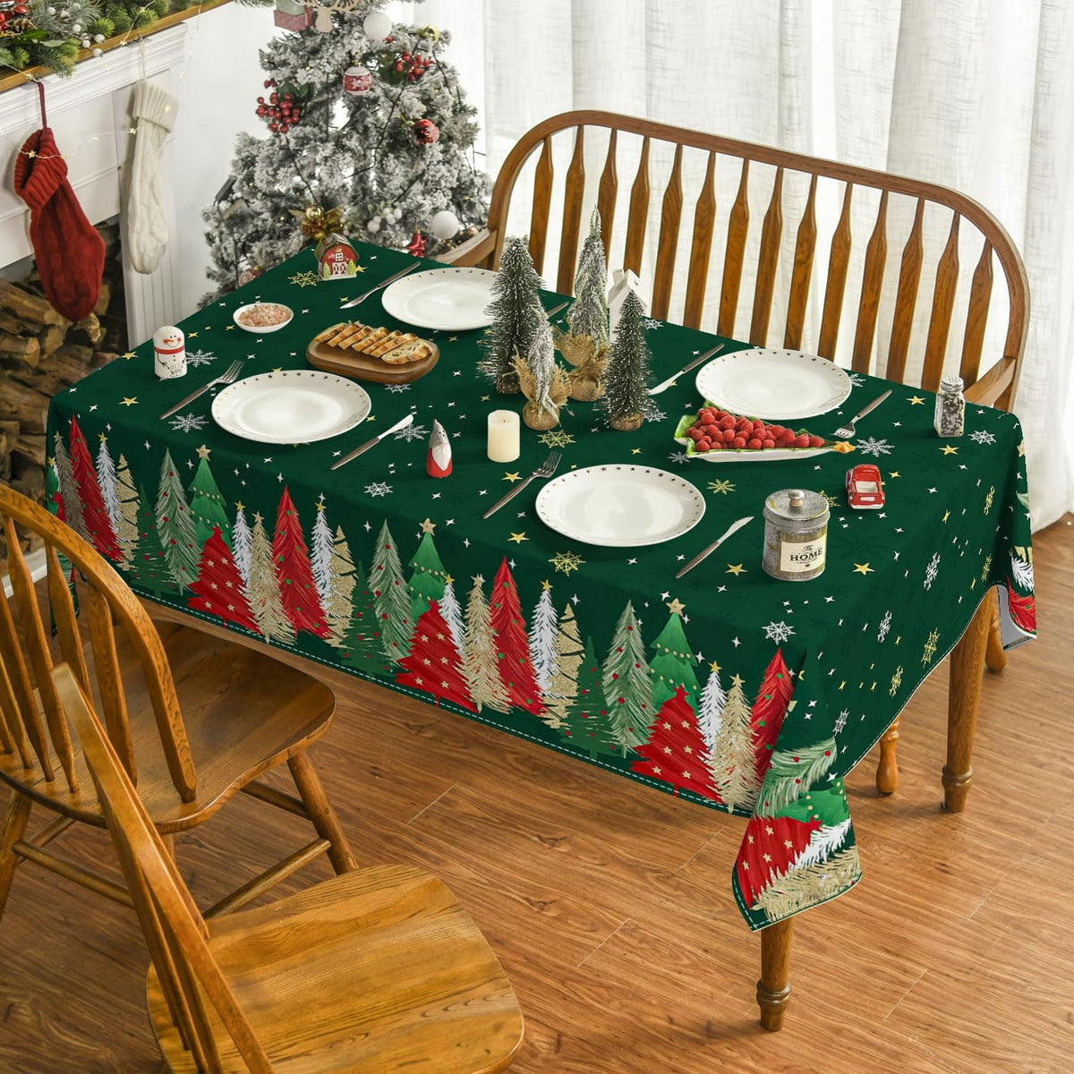 Christmas Tree Print Tablecloth – Washable – view 3