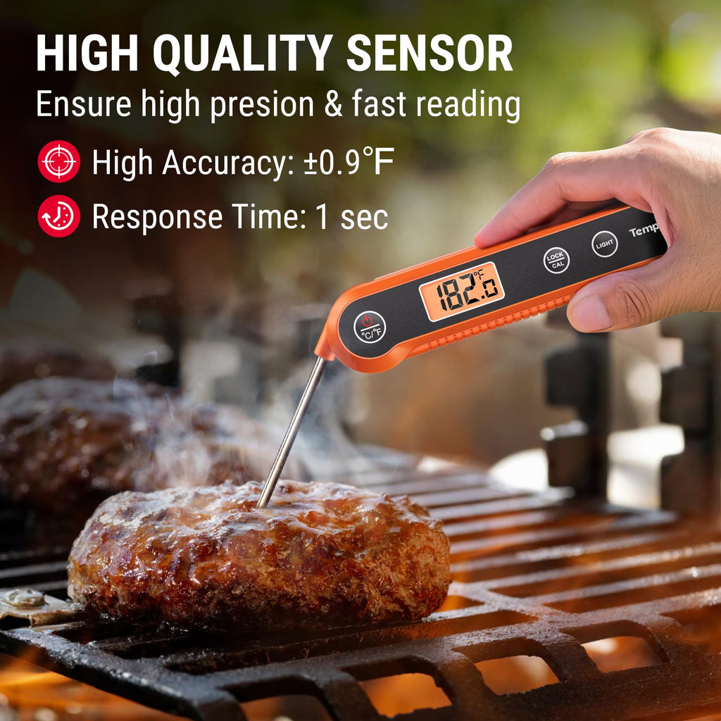 TempPro Instant Read Meat Thermometer – Waterproof, Foldable Probe