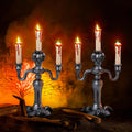 Skull Candelabra with LED Candles – 2 Pack