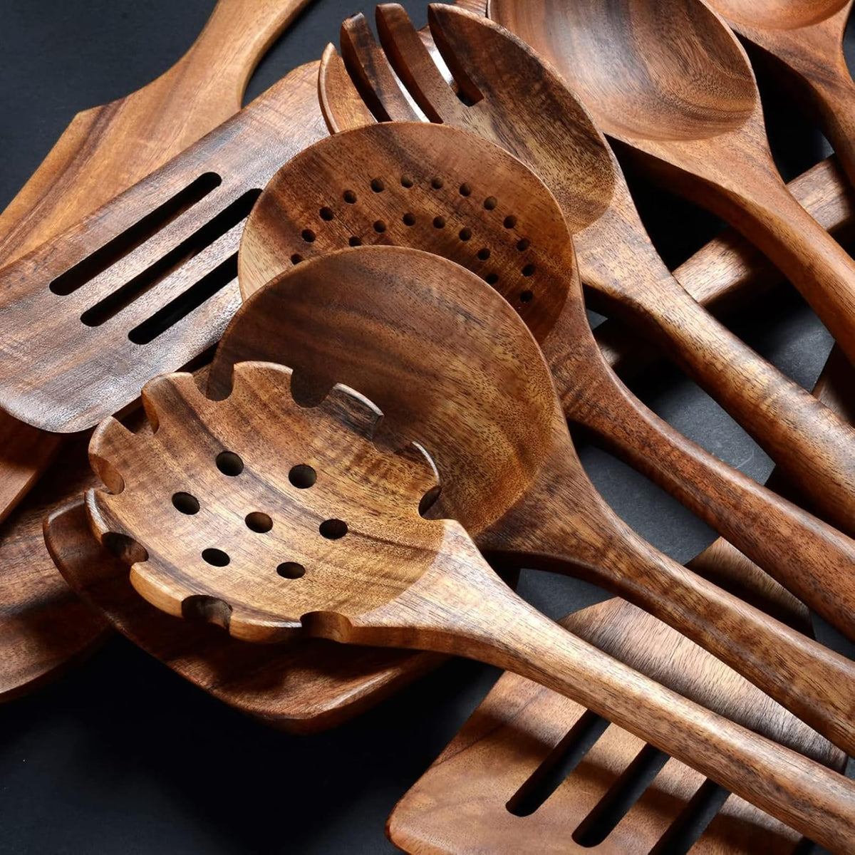 Natural Teak Wooden Cooking Utensils Set