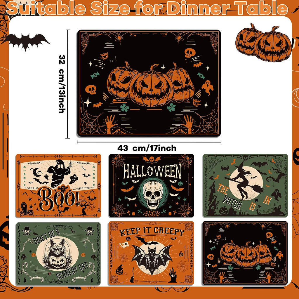 Halloween Placemats Set of 6 – Bats, Pumpkins & Skulls – view 3