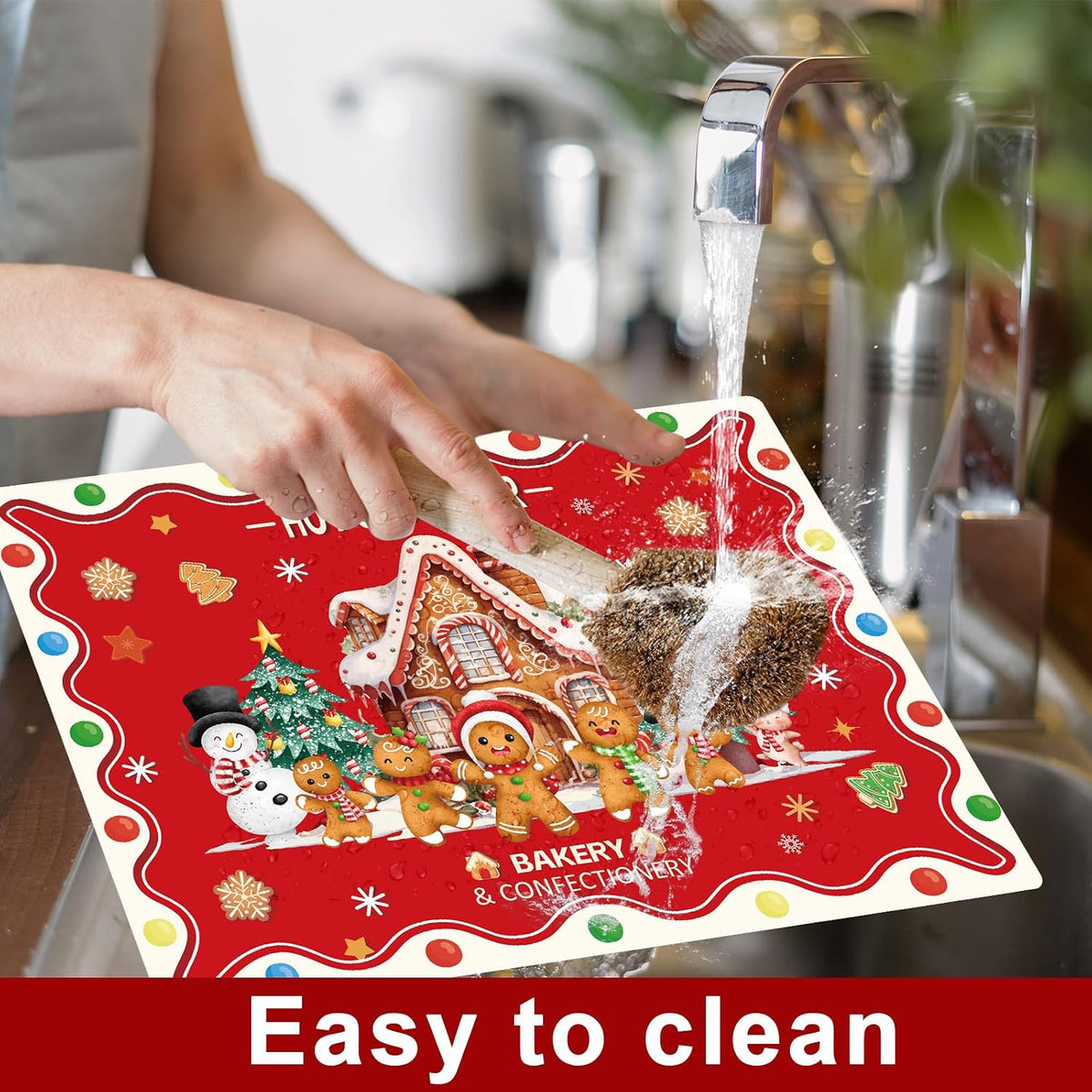 Christmas Placemats Set of 6 – Retro Gingerbread – view 4