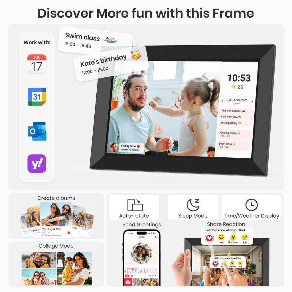 10.1" WiFi Digital Photo Frame with Frameo App