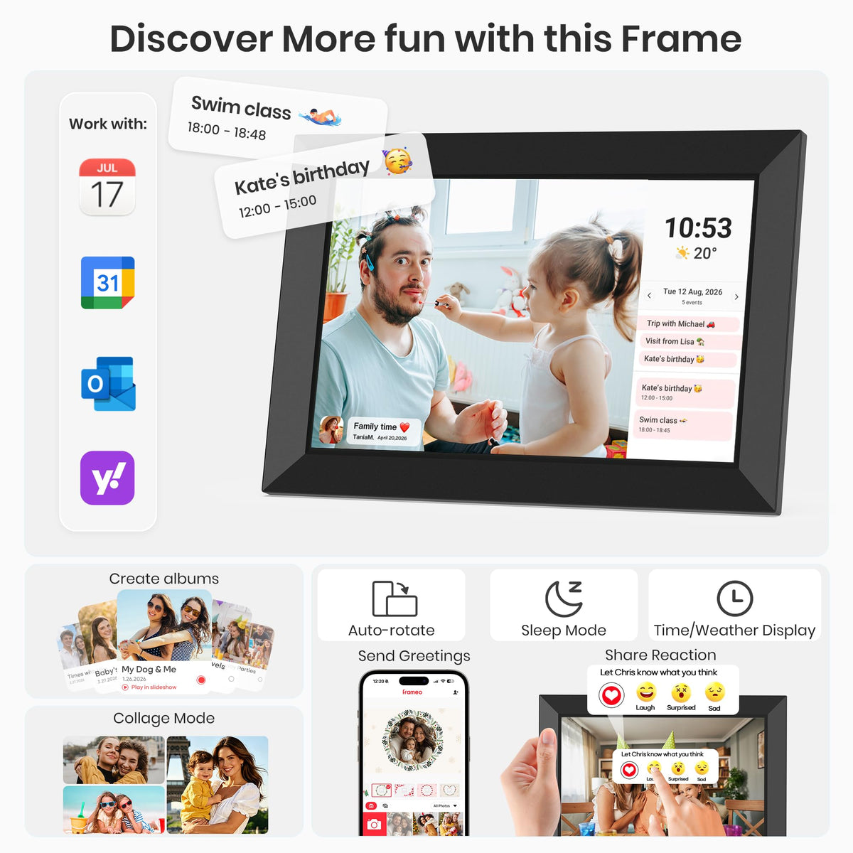 10.1" WiFi Digital Photo Frame with Frameo App