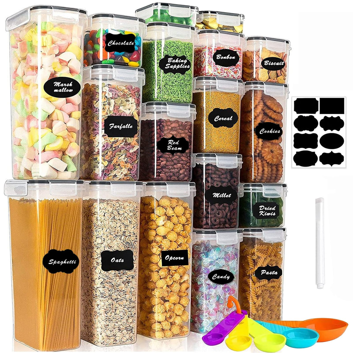 Airtight Pantry Storage Containers Set with Labels