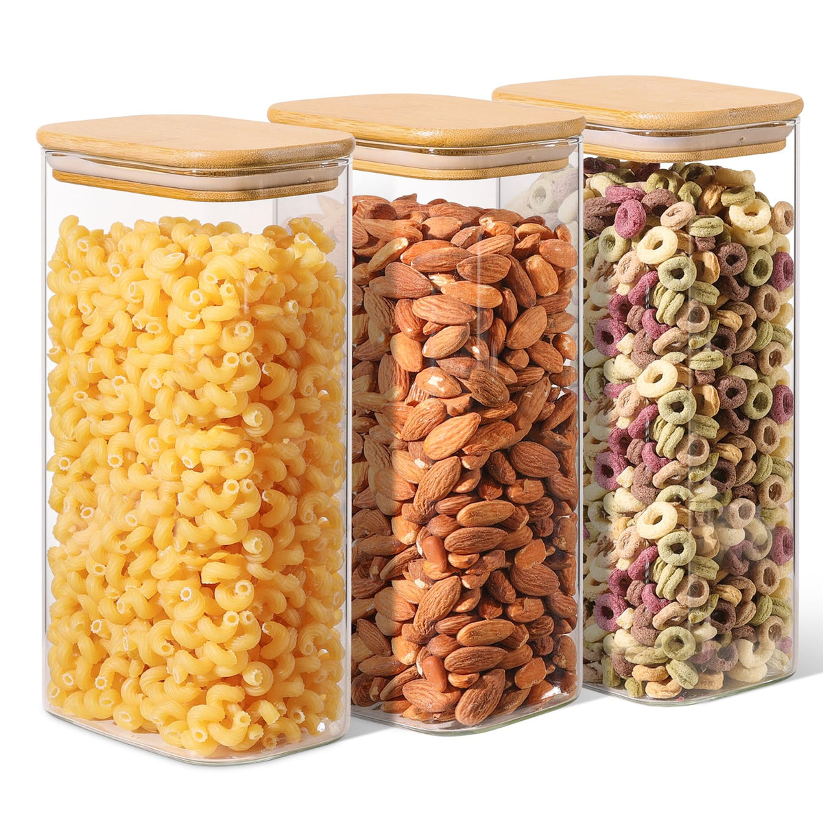 Square Glass Storage Jars with Bamboo Lids