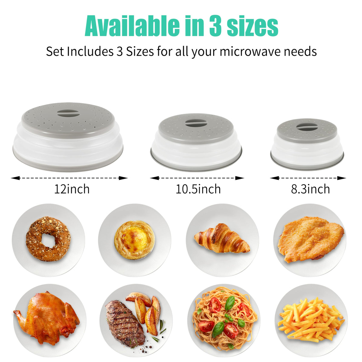 Collapsible Microwave Food Covers – 3 Sizes