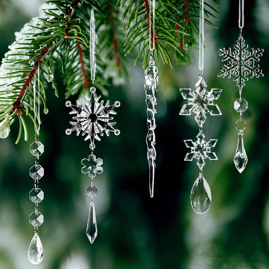 Acrylic Snowflake & Icicle Ornaments – 18 to 32 Piece Sets – view 7