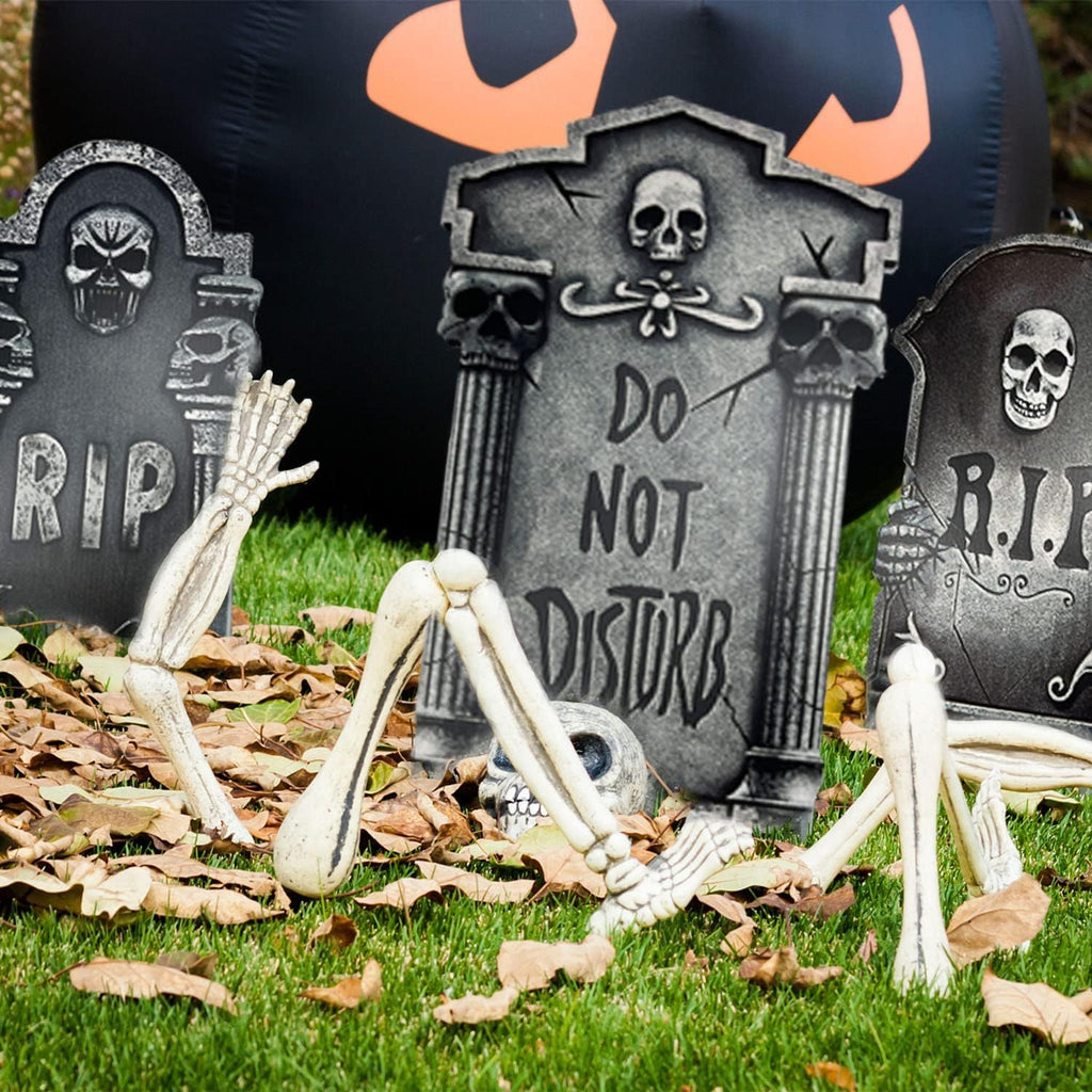 Plastic Halloween Tombstones – 9 Piece RIP Graveyard Set – view 4