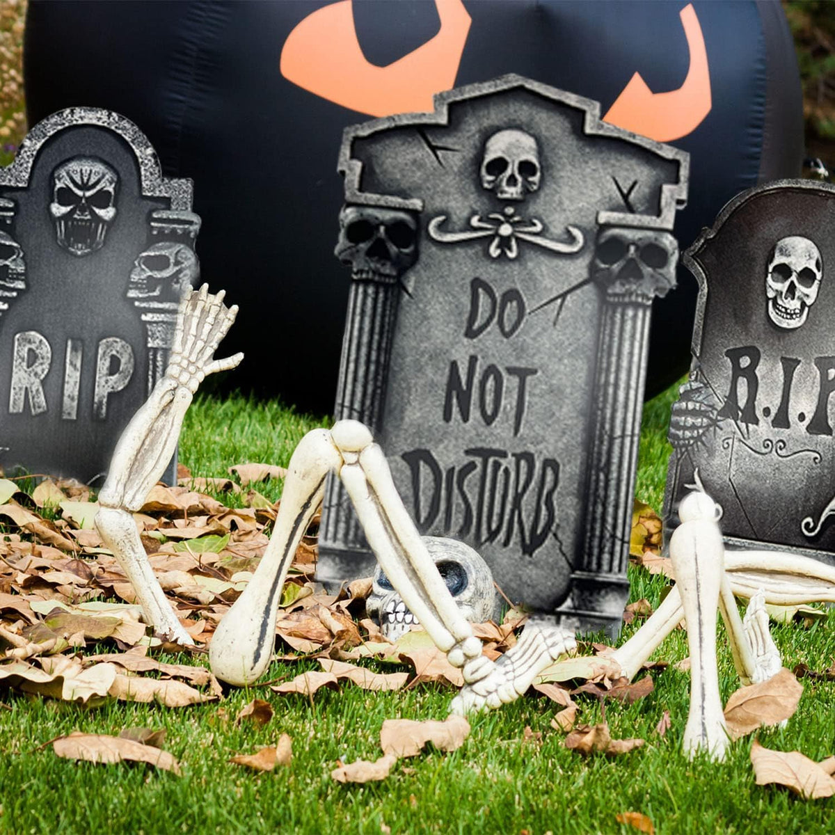 Plastic Halloween Tombstones – 9 Piece RIP Graveyard Set – view 4