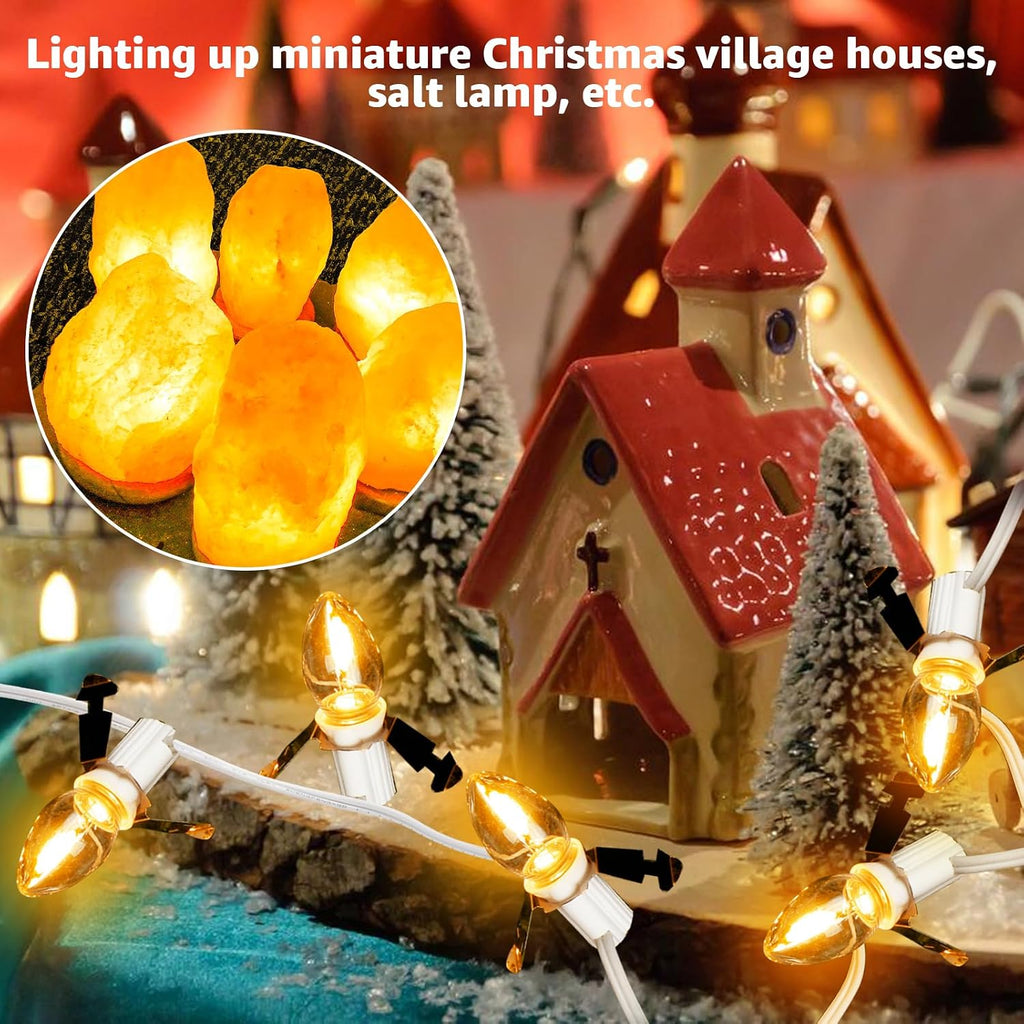 Christmas Village Lights – LED Bulb Cord with Clips – view 6