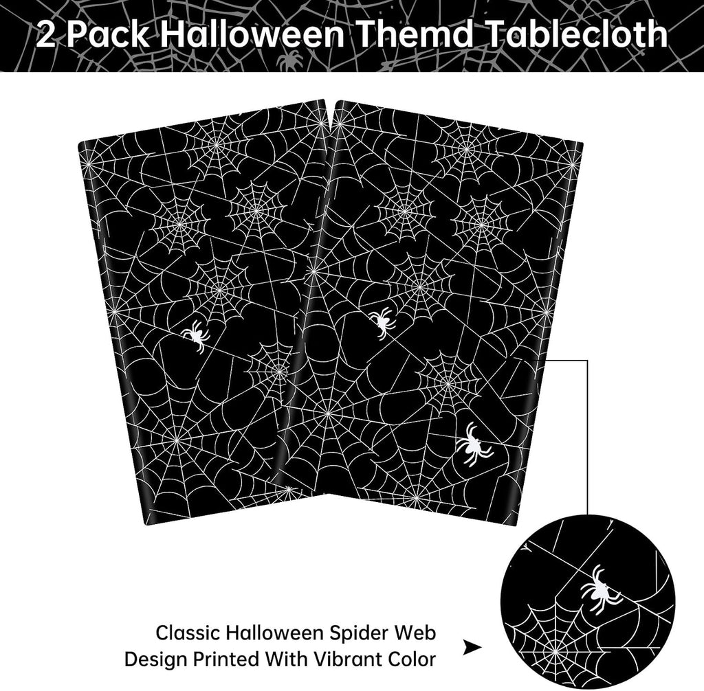 Spider Web Halloween Tablecloth – 2 Pack Plastic Table Covers – view 4