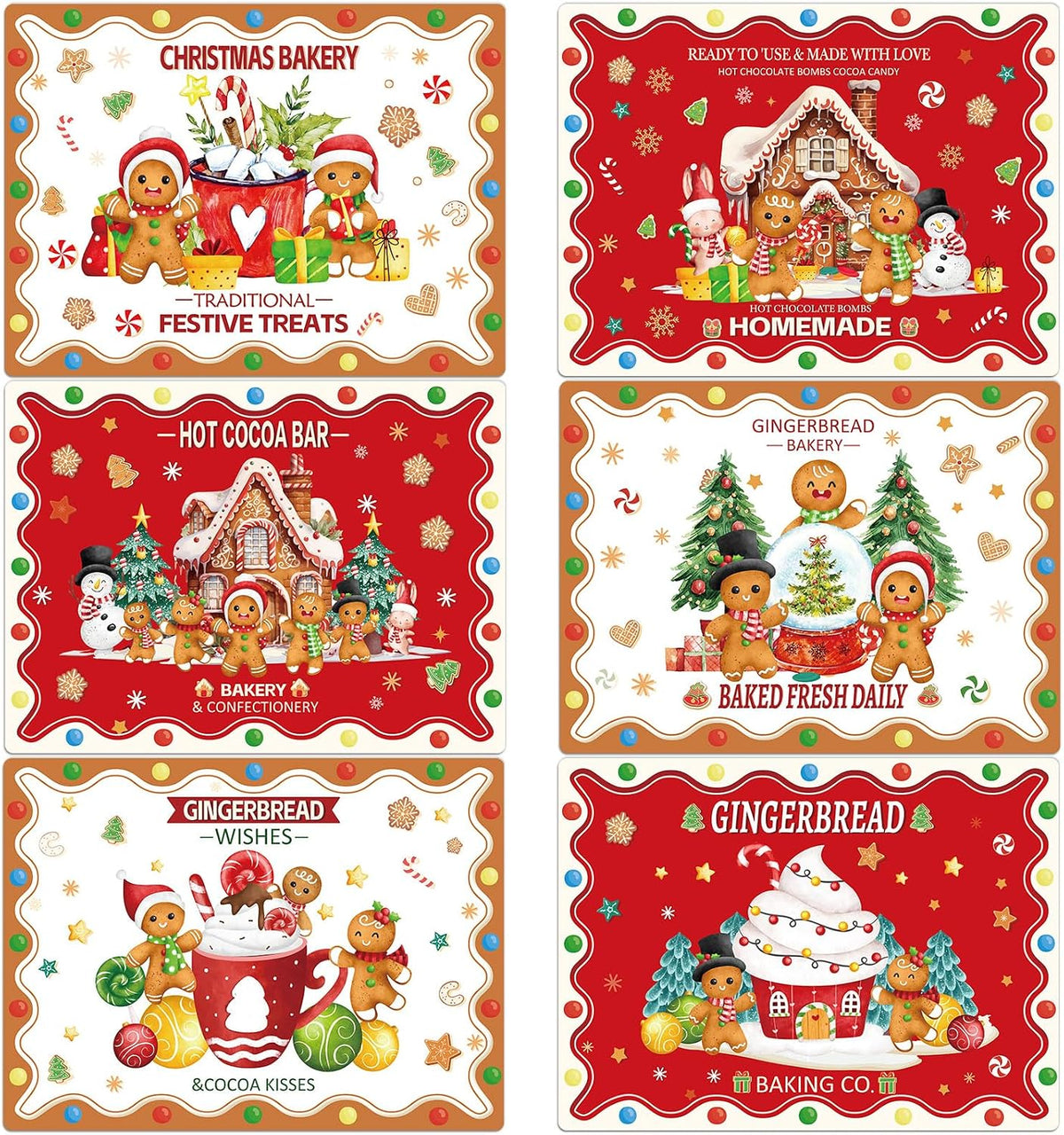 Christmas Placemats Set of 6 – Retro Gingerbread