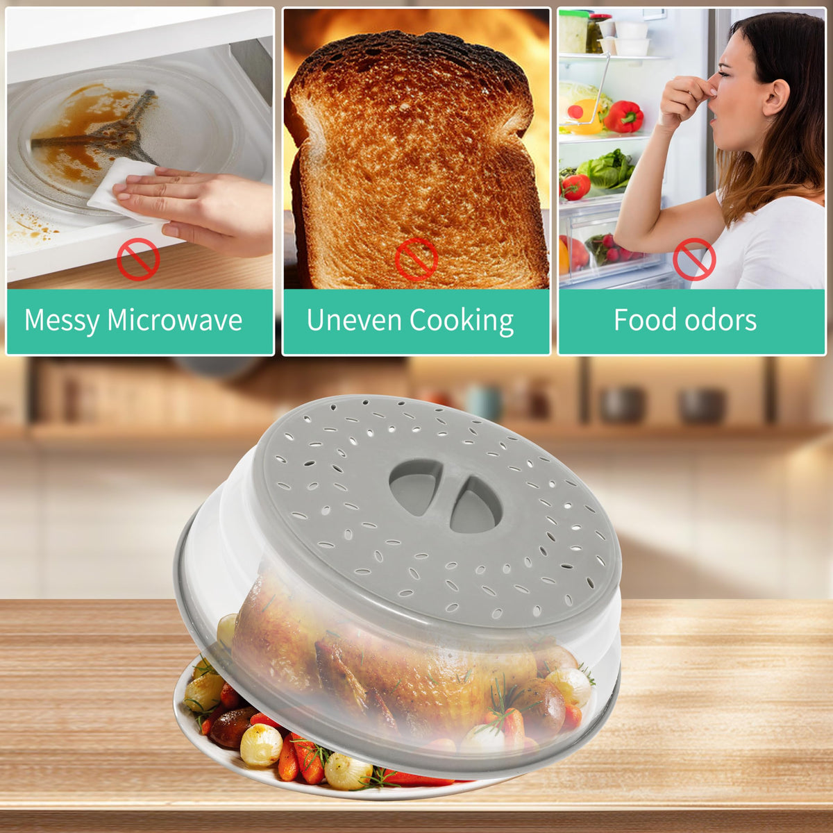 Collapsible Microwave Food Covers – 3 Sizes