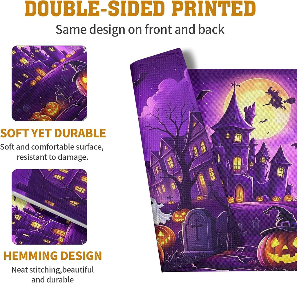 Purple Halloween Placemats – Castle & Witch, Set of 4 – view 5