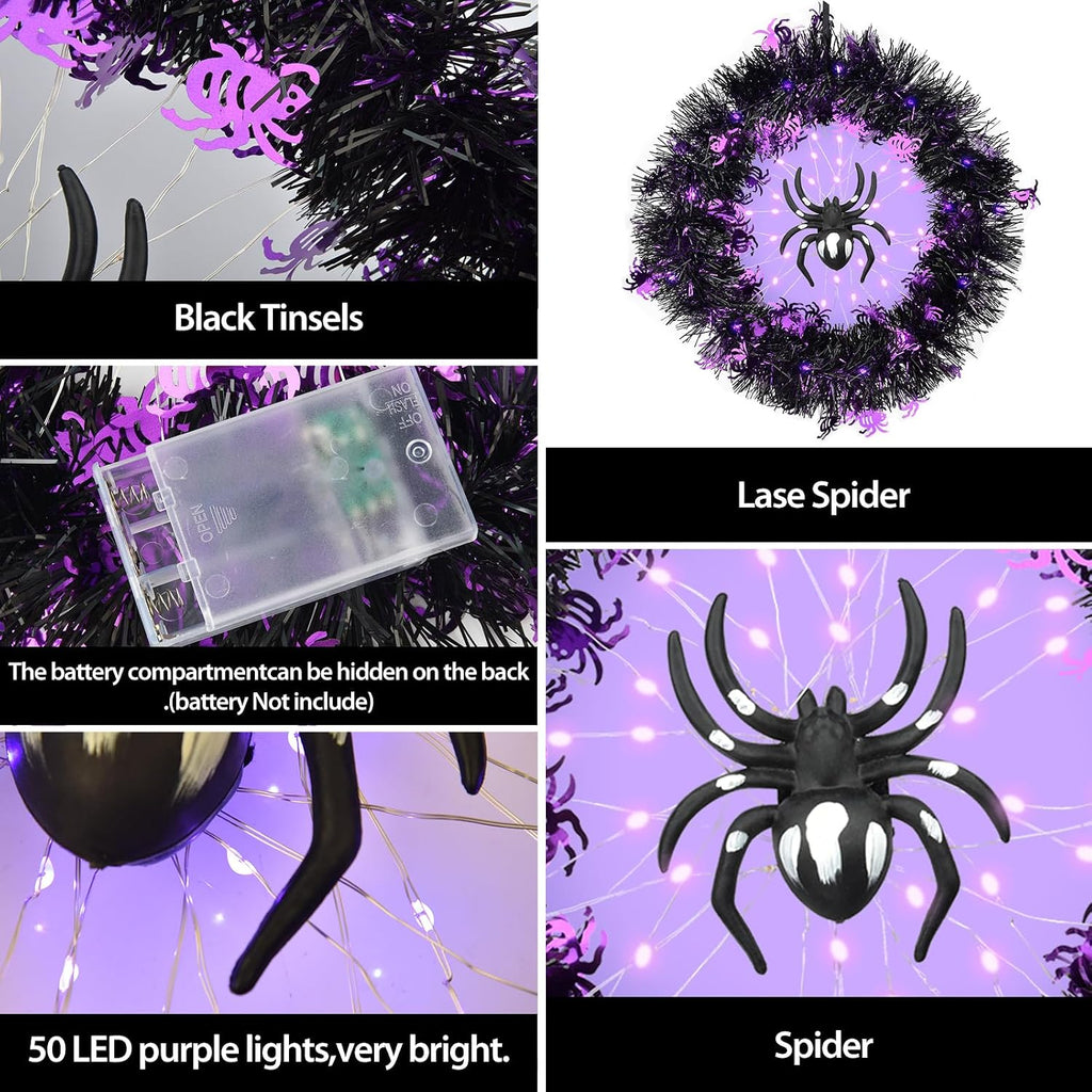 Spider Halloween Wreath – 35 cm Front Door Wreath – view 6
