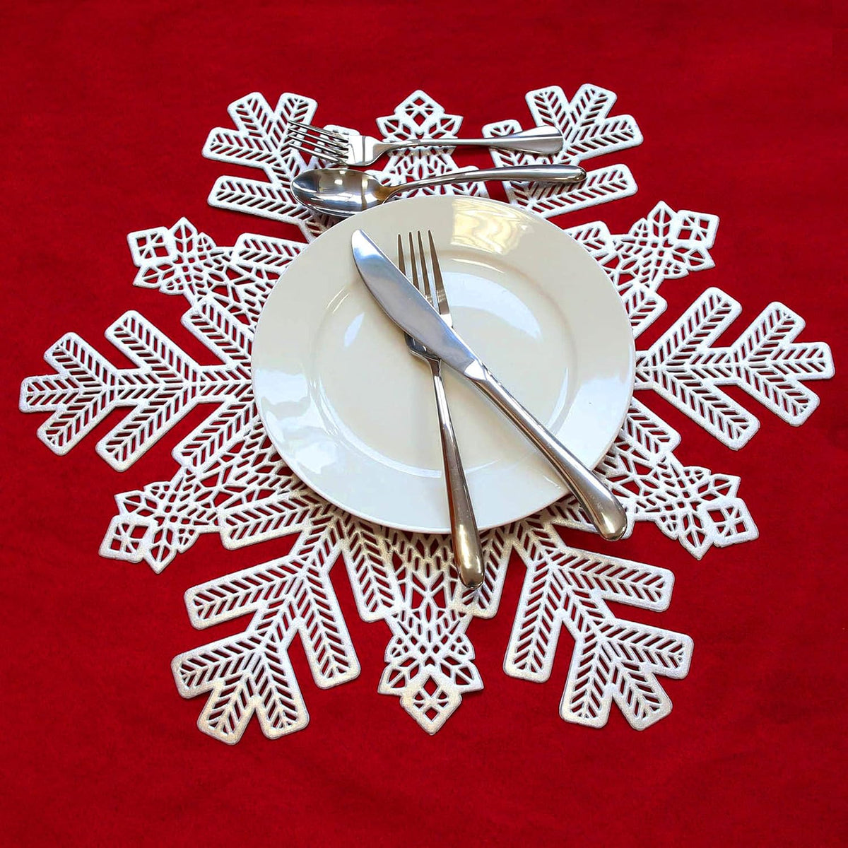 Silver Snowflake Vinyl Placemats – Set of 6 – view 7