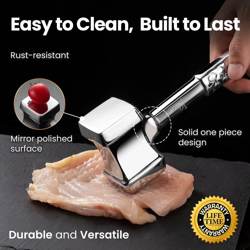 Stainless Steel Meat Tenderiser Mallet – Dual-Sided