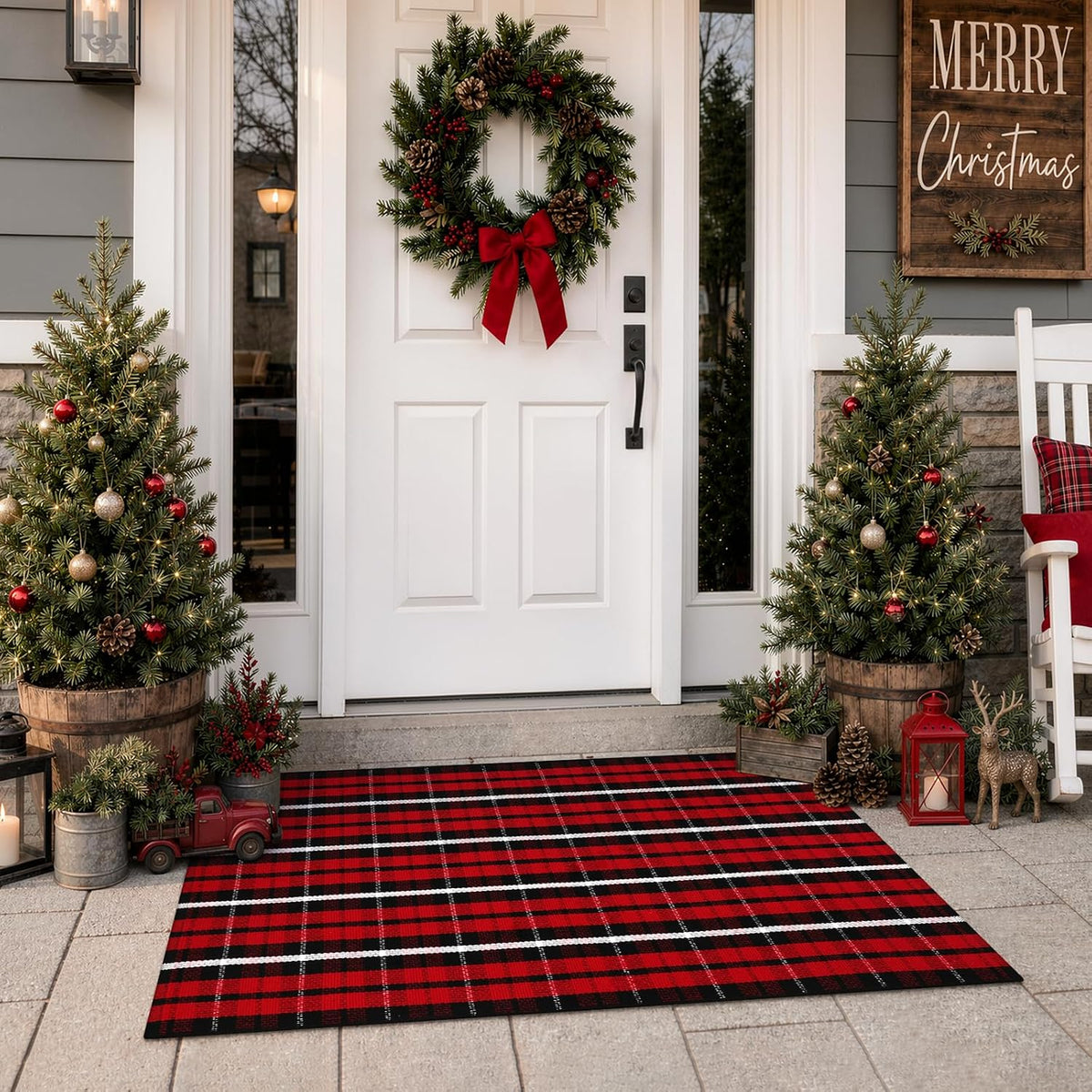 Buffalo Plaid Christmas Door Mat & Runner – view 8