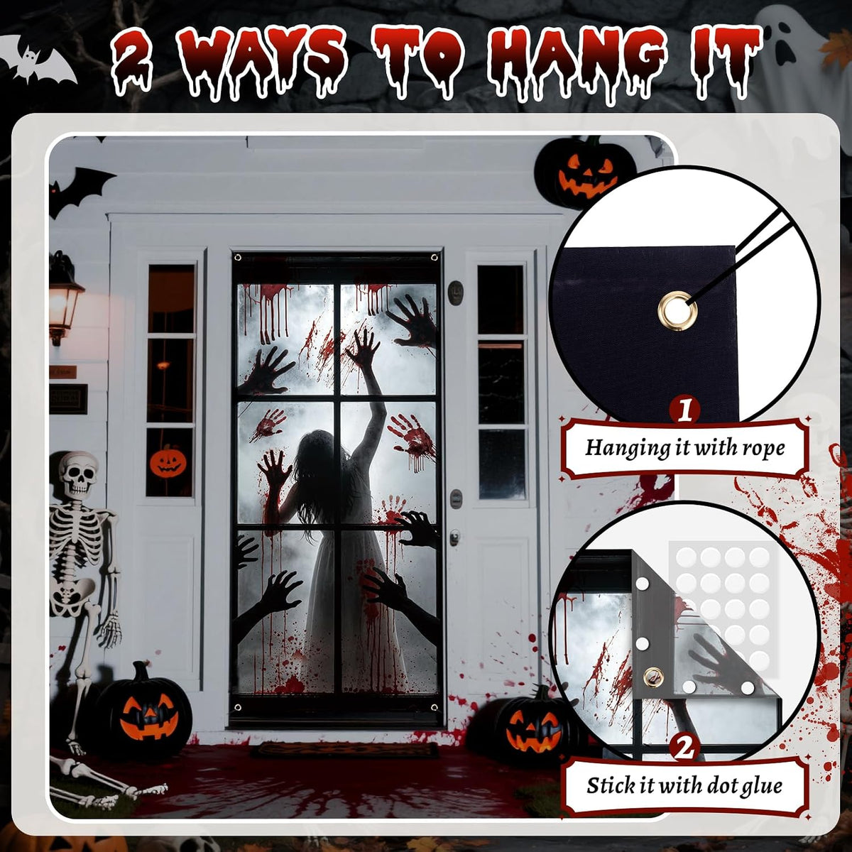 Zombie Hands Halloween Door Cover – 200 x 90 cm – view 3