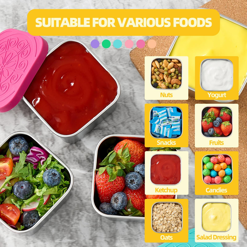 Stainless Steel Snack Containers with Silicone Lids