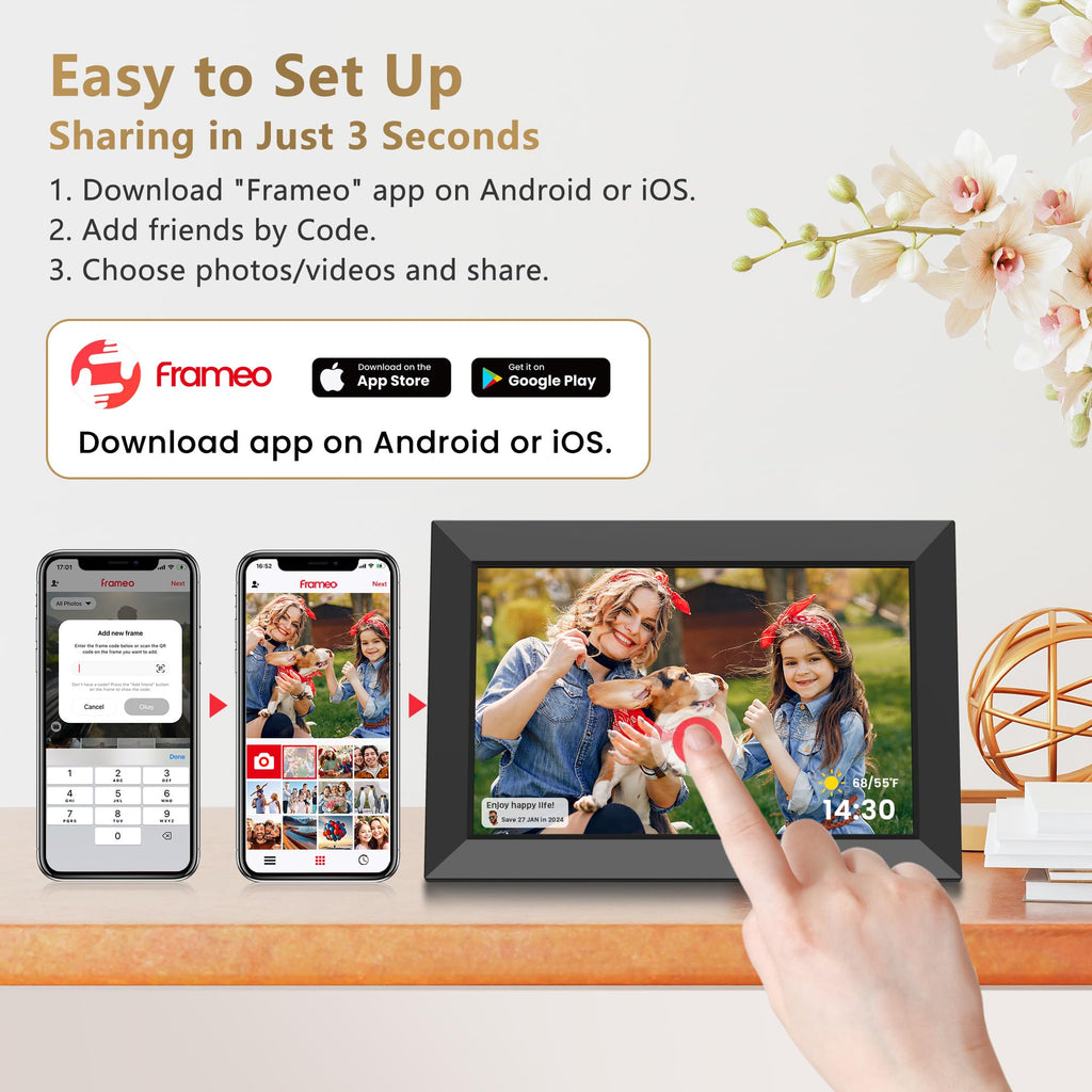 10.1" WiFi Digital Photo Frame with Frameo App
