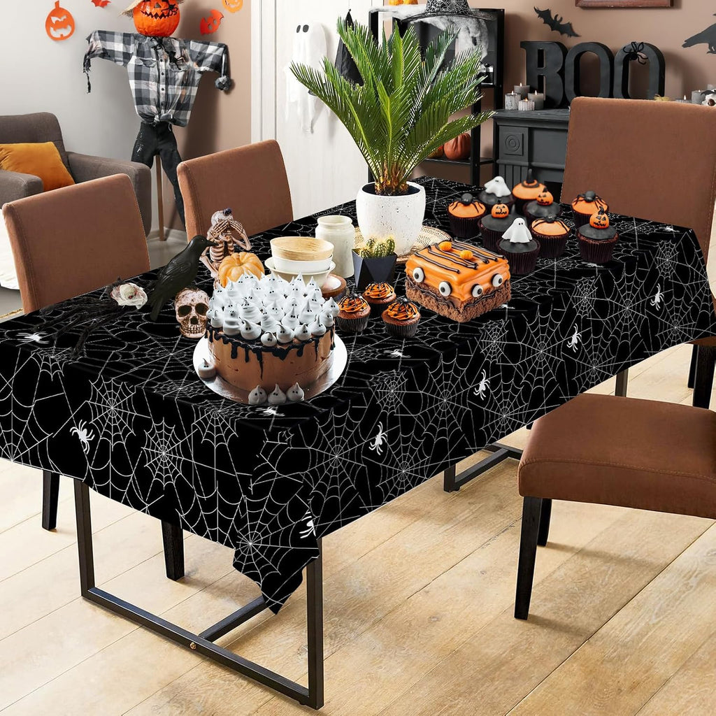 Spider Web Halloween Tablecloth – 2 Pack Plastic Table Covers – view 6