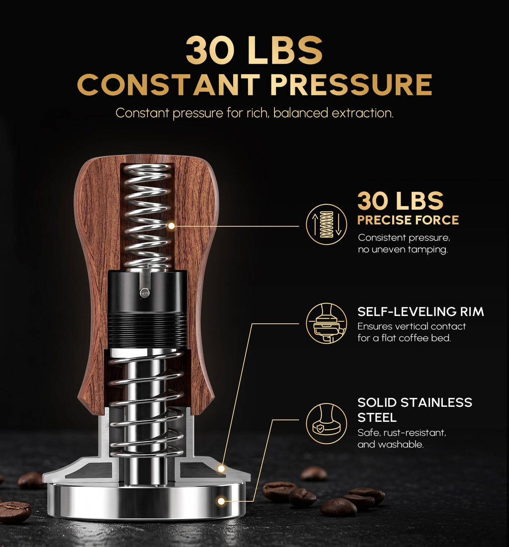 Spring-Loaded Calibrated Espresso Tamper – 30 lb