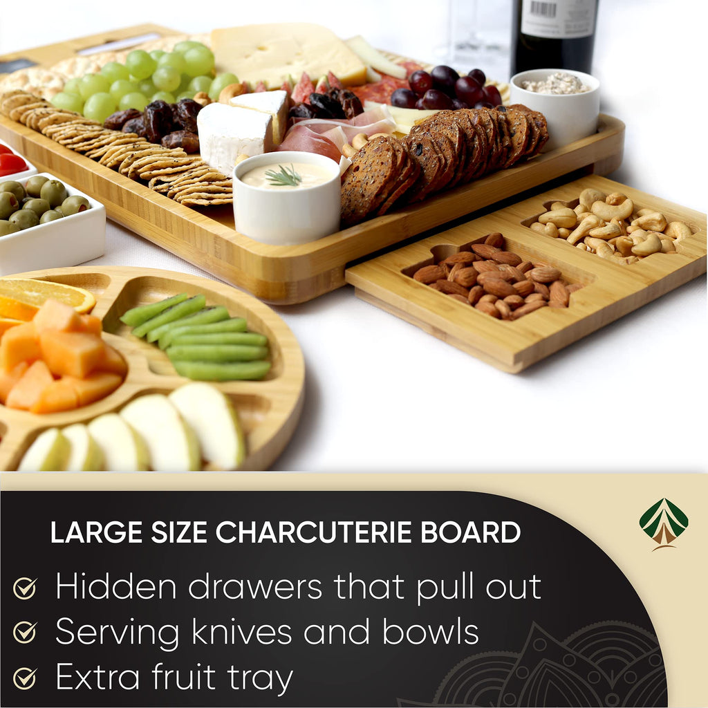 Large Bamboo Cheese Board & Knife Set – Gift Boxed