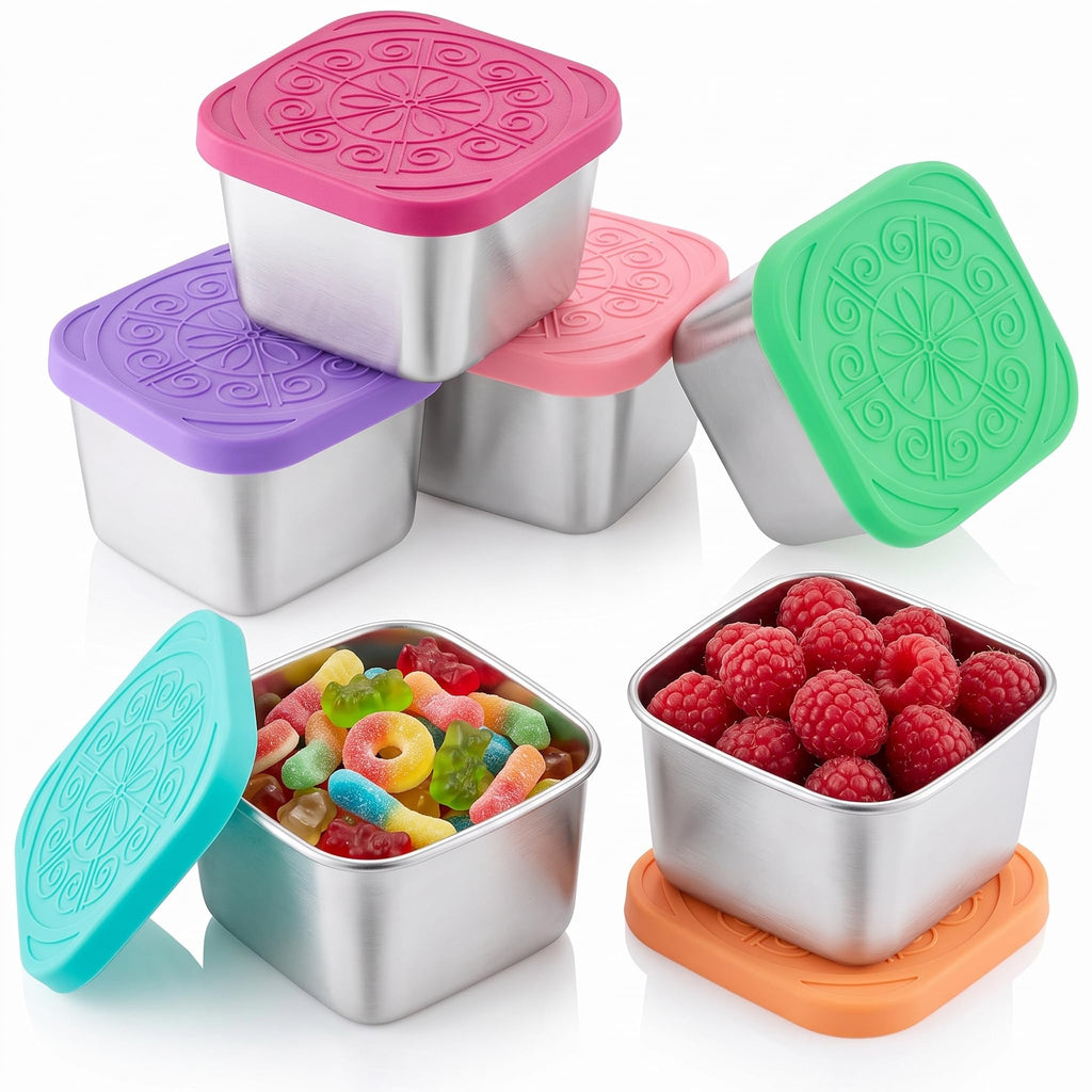 Stainless Steel Snack Containers with Silicone Lids